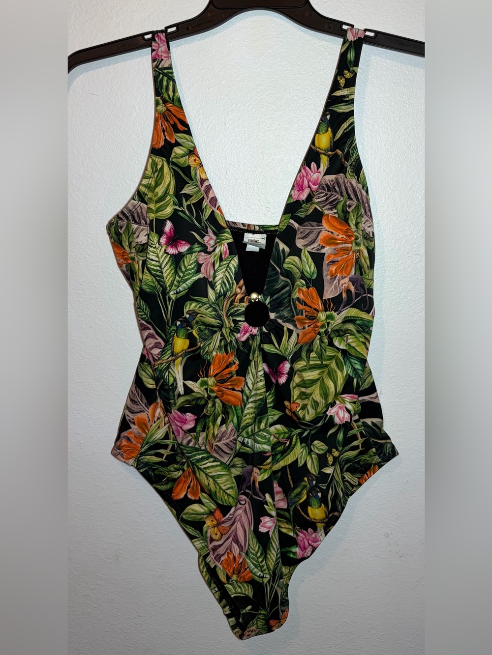 Sofia by Sofia Vergara Ring Front Plunge One Piece women’s XL 16-18 Rainforest